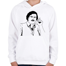 PRINTFASHION Pablo Escobar - Gyerek kapucnis pulóver - Fehér gyerek pulóver, kardigán