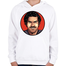 PRINTFASHION Pablo Escobar - Gyerek kapucnis pulóver - Fehér