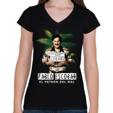 PRINTFASHION pablo escobar - Női V-nyakú póló - Fekete