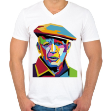PRINTFASHION Pablo Picasso - Önarckép - Férfi V-nyakú póló - Fehér férfi póló