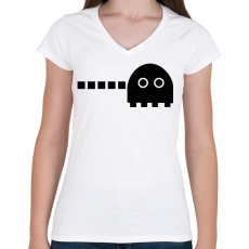 PRINTFASHION Pac-man - páros - Női V-nyakú póló - Fehér