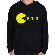 PRINTFASHION Pacman - Gyerek kapucnis pulóver - Fekete