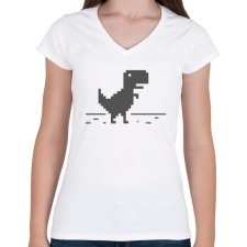 PRINTFASHION page not found dino - Női V-nyakú póló - Fehér női póló