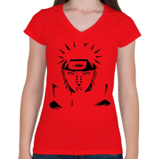 PRINTFASHION Pain akatsuki - Női V-nyakú póló - Piros
