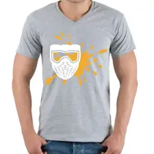 PRINTFASHION Paintball - Férfi V-nyakú póló - Sport szürke férfi póló