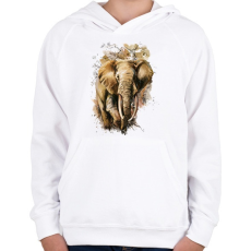 PRINTFASHION Painted Elephant - Gyerek kapucnis pulóver - Fehér