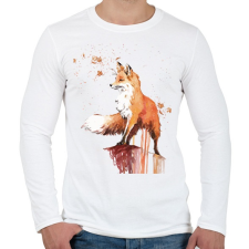 PRINTFASHION Painted Fox - Férfi hosszú ujjú póló - Fehér férfi póló
