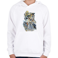 PRINTFASHION Painted Owl - Gyerek kapucnis pulóver - Fehér gyerek pulóver, kardigán