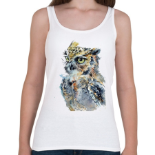 PRINTFASHION Painted Owl - Női atléta - Fehér női trikó