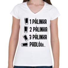PRINTFASHION Pálinka padló - Női V-nyakú póló - Fehér