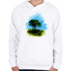 PRINTFASHION pálma1 - Gyerek kapucnis pulóver - Fehér