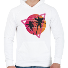 PRINTFASHION Pálmafák - Férfi kapucnis pulóver - Fehér férfi pulóver, kardigán