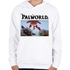 PRINTFASHION Palworld lények - Gyerek kapucnis pulóver - Fehér