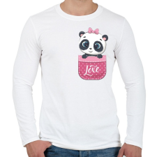 PRINTFASHION Panda a zsebben - Férfi hosszú ujjú póló - Fehér férfi póló