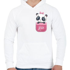 PRINTFASHION Panda a zsebben - Férfi kapucnis pulóver - Fehér