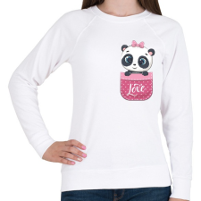 PRINTFASHION Panda a zsebben - Női pulóver - Fehér női pulóver, kardigán
