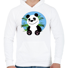PRINTFASHION panda - Férfi kapucnis pulóver - Fehér férfi pulóver, kardigán