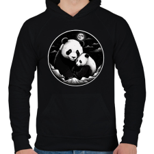 PRINTFASHION panda - Férfi kapucnis pulóver - Fekete férfi pulóver, kardigán