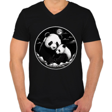 PRINTFASHION panda - Férfi V-nyakú póló - Fekete