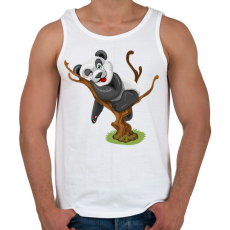 PRINTFASHION Panda jóga - Férfi atléta - Fehér
