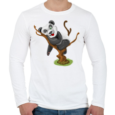 PRINTFASHION Panda jóga - Férfi hosszú ujjú póló - Fehér férfi póló