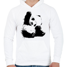 PRINTFASHION Panda maci - Férfi kapucnis pulóver - Fehér
