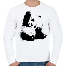 PRINTFASHION Panda maci - Férfi pulóver - Fehér