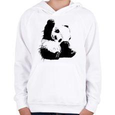 PRINTFASHION Panda maci - Gyerek kapucnis pulóver - Fehér