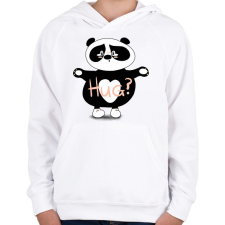 PRINTFASHION Panda ölelés - Gyerek kapucnis pulóver - Fehér gyerek pulóver, kardigán