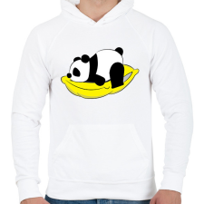 PRINTFASHION Panda pihen - Férfi kapucnis pulóver - Fehér férfi pulóver, kardigán