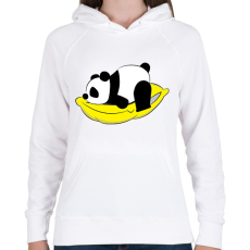 PRINTFASHION Panda pihen - Női kapucnis pulóver - Fehér