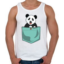 PRINTFASHION Panda zsebben - Férfi atléta - Fehér atléta, trikó
