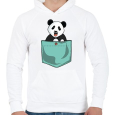 PRINTFASHION Panda zsebben - Férfi kapucnis pulóver - Fehér