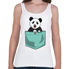 PRINTFASHION Panda zsebben - Női atléta - Fehér női trikó
