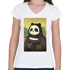 PRINTFASHION PandaLisa - Női V-nyakú póló - Fehér