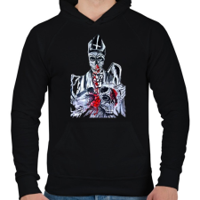 PRINTFASHION pap pentagrammal - Férfi kapucnis pulóver - Fekete férfi pulóver, kardigán