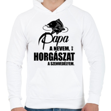 PRINTFASHION Papa a nevem... - Férfi kapucnis pulóver - Fehér férfi pulóver, kardigán