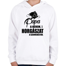 PRINTFASHION Papa a nevem... - Gyerek kapucnis pulóver - Fehér gyerek pulóver, kardigán