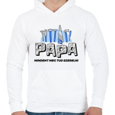 PRINTFASHION Papa a szerelő - Férfi kapucnis pulóver - Fehér férfi pulóver, kardigán