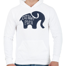 PRINTFASHION Papa elefánt - Férfi kapucnis pulóver - Fehér férfi pulóver, kardigán