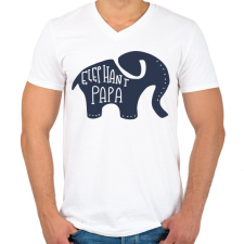 PRINTFASHION Papa elefánt - Férfi V-nyakú póló - Fehér férfi póló