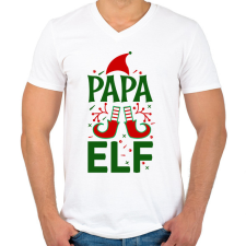 PRINTFASHION Papa elf - Férfi V-nyakú póló - Fehér férfi póló