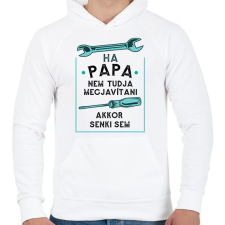 PRINTFASHION Papa - Férfi kapucnis pulóver - Fehér férfi pulóver, kardigán