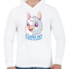 PRINTFASHION Papa láma - Férfi kapucnis pulóver - Fehér