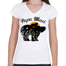 PRINTFASHION Papa maci - Női V-nyakú póló - Fehér női póló