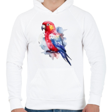 PRINTFASHION Papagáj - Férfi kapucnis pulóver - Fehér férfi pulóver, kardigán