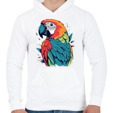 PRINTFASHION Papagáj  - Férfi kapucnis pulóver - Fehér férfi pulóver, kardigán