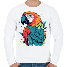 PRINTFASHION Papagáj - Férfi pulóver - Fehér férfi pulóver, kardigán