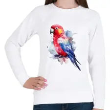 PRINTFASHION Papagáj - Női pulóver - Fehér női pulóver, kardigán