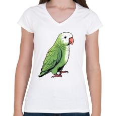 PRINTFASHION Papagáj - Női V-nyakú póló - Fehér